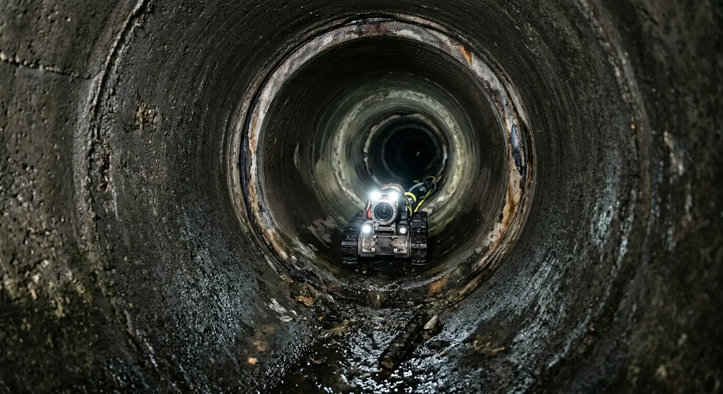 Robotic sewer camera inspecting pipe interior for Sewer Line Cleaning in West Vero Corridor